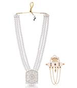 Beaded Layered Dulha Moti Mala With Designer Brooch