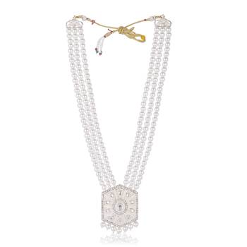 Beaded Layered Dulha Moti Mala With Designer Brooch 3