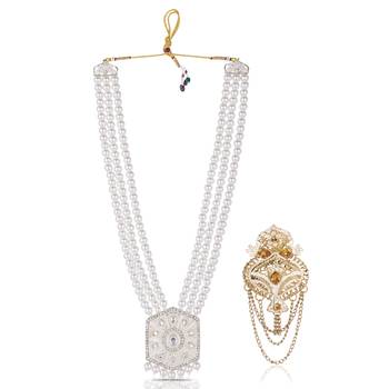 Beaded Layered Dulha Moti Mala With Designer Brooch 1