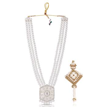 Beaded Layered Dulha Moti Mala With Designer Brooch 1