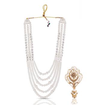 Premium Beaded Groom Mala with Elegant Brooch 1