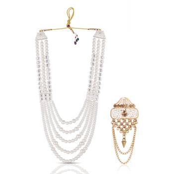 Premium Beaded Groom Mala with Elegant Brooch 1