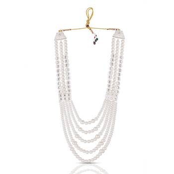 Premium Beaded Groom Mala with Elegant Brooch 3