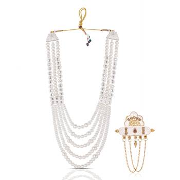 Premium Beaded Groom Mala with Elegant Brooch 1