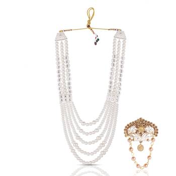 Premium Beaded Groom Mala with Elegant Brooch 1