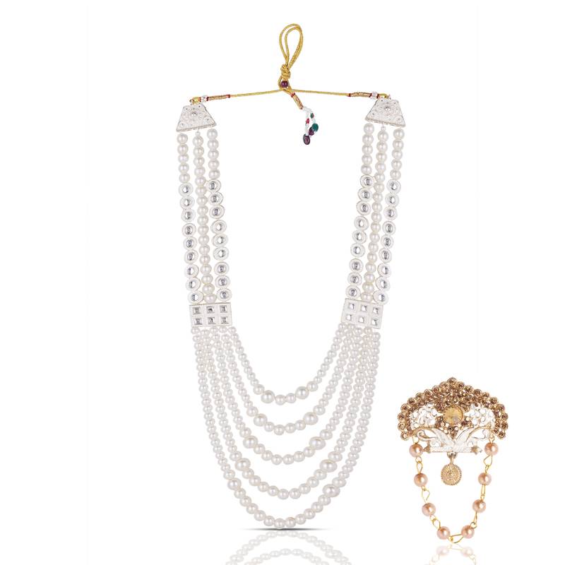 Handcrafted bead mala with artisan brooch     handmade charm