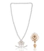 Single-line dulha mala with gold plated brooch