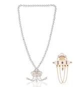 Single-line dulha mala with gold plated brooch