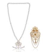 Single-line dulha mala with gold plated brooch