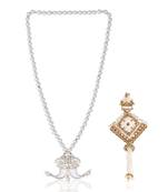 Single-line dulha mala with gold plated brooch