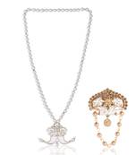 Single-line dulha mala with gold plated brooch