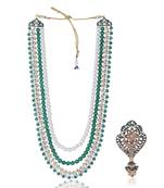Layered moti necklace With Antique Brooch