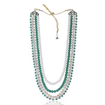 Layered moti necklace With Antique Brooch 3