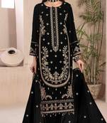 Black embroderied velvet salwar suit