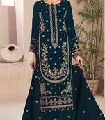 Dark blue embroderied velvet salwar suit