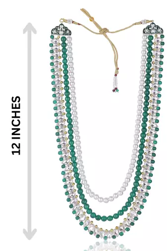 Layered moti necklace With Antique Brooch