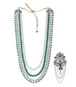 Layered moti necklace With Antique Brooch