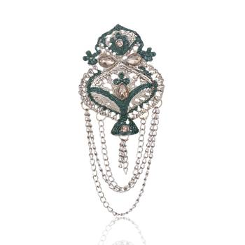 Layered moti necklace With Antique Brooch 2
