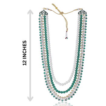 Layered moti necklace With Antique Brooch 4