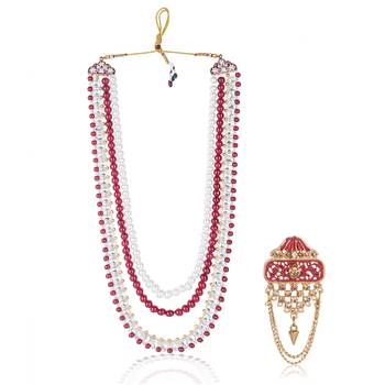 Layered moti necklace With Antique Brooch 1