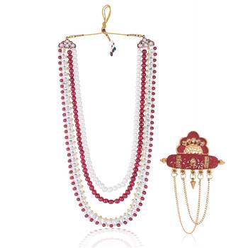 Layered moti necklace With Antique Brooch 1
