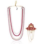 Layered moti necklace With Antique Brooch