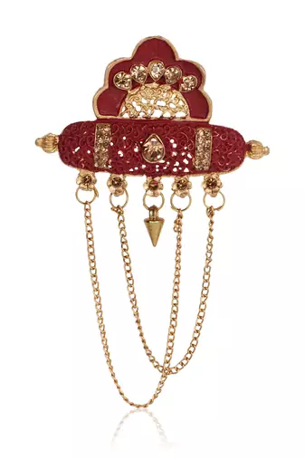 Layered moti necklace With Antique Brooch