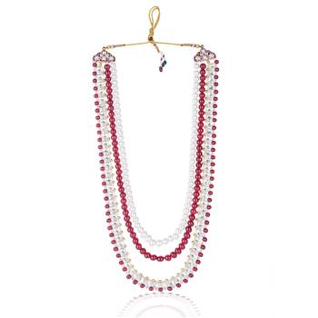 Layered moti necklace With Antique Brooch 3