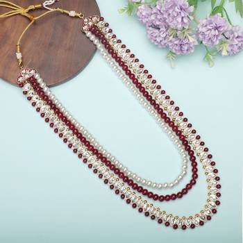 Layered moti necklace With Antique Brooch 4