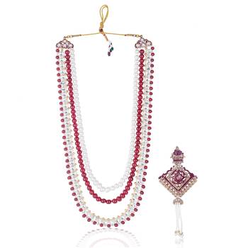 Layered moti necklace With Antique Brooch 1