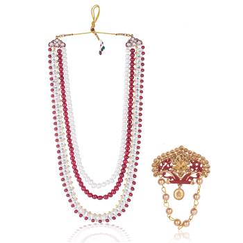 Layered moti necklace With Antique Brooch 1