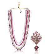 Layered moti necklace With Antique Brooch
