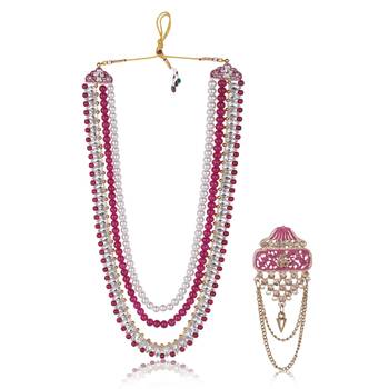 Layered moti necklace With Antique Brooch 1