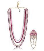Layered moti necklace With Antique Brooch