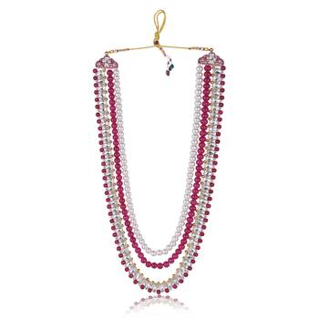 Layered moti necklace With Antique Brooch 3