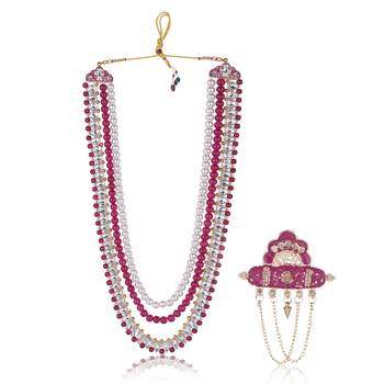 Layered moti necklace With Antique Brooch 1