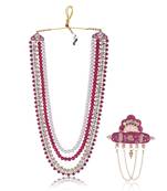 Layered moti necklace With Antique Brooch