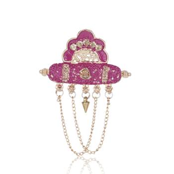 Layered moti necklace With Antique Brooch 2