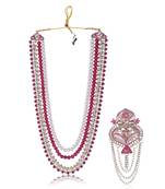 Layered moti necklace With Antique Brooch