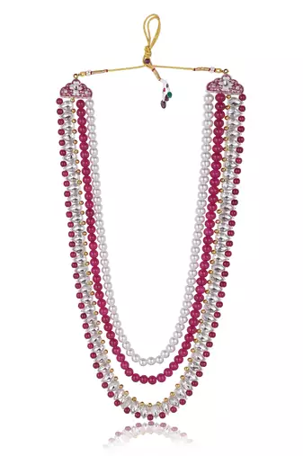 Layered moti necklace With Antique Brooch