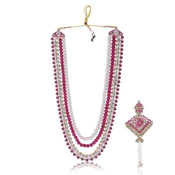 Layered moti necklace With Antique Brooch 2