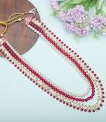 Layered moti necklace With Antique Brooch