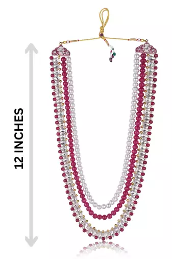Layered moti necklace With Antique Brooch