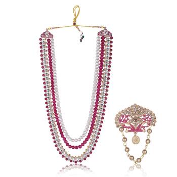 Layered moti necklace With Antique Brooch 1
