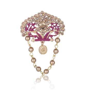 Layered moti necklace With Antique Brooch 2