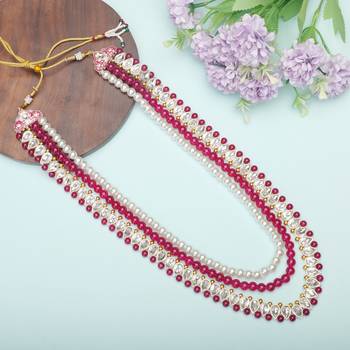 Layered moti necklace With Antique Brooch 4