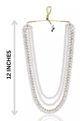 Layered moti necklace With Antique Brooch
