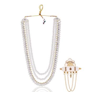 Layered moti necklace With Antique Brooch 1