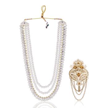 Layered moti necklace With Antique Brooch 1