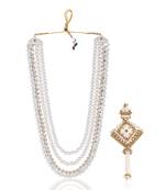 Layered moti necklace With Antique Brooch